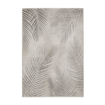 Creation 50051 Modern Botanical Ventation Distressed Metallic Shimmer Soft Textured Low Profile Short-Pile Grey/Silver Rug-Think Rugs-Rug Love - The Most Loved Rug Store